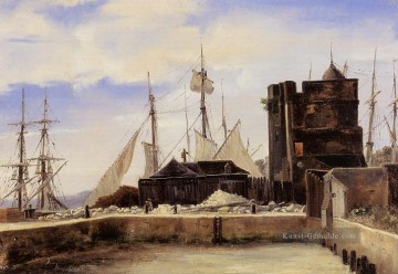 romantische romantik Ölbilder verkaufen - Honfleur The Old Wharf plein air Romantik Jean Baptiste Camille Corot